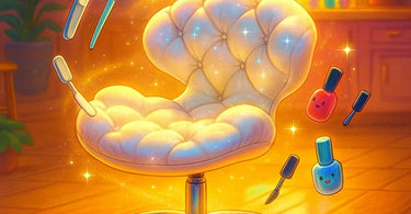 A professional nail technician working comfortably in an ergonomic salon chair