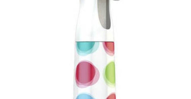 Polka Dot Continuous Spray Stylist Sprayer Bottle on a salon station with styling tools