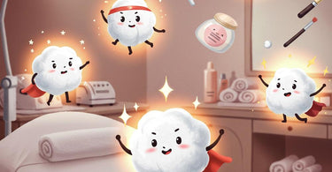 Cotton balls arranged in a bowl, ready for use in spa and salon treatments