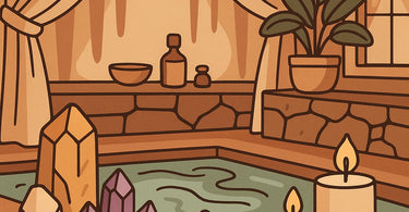 Spa treatment room with therapist curating music playlist on tablet while client enjoys relaxing service