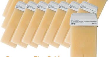 Dermwax Zinc Oxide Soft Strip Wax Cartridges - 24 pack in a professional wax warmer