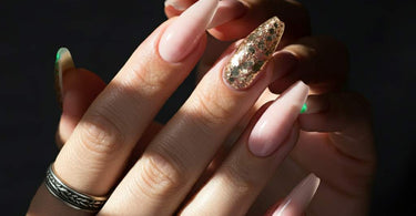 Close-up of beautifully done dip powder nails