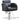 Modern DIR Anodic Styling Chair in a salon setting, showing sleek metallic frame and comfortable black upholstery.