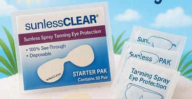 Disposable clear protective eyewear for sunless tanning services