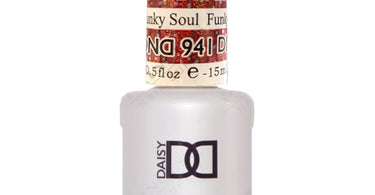 DND Super Platinum #941 Funky Soul Soak-Off Gel Polish 0.5 oz bottle displayed against a colorful background