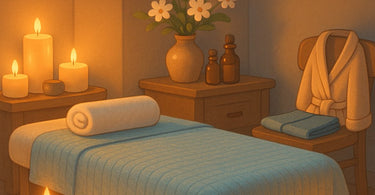Relaxing spa massage setting with proper draping techniques