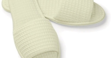 Ecru Waffle Slippers Ladies by Boca Terry - Luxurious Spa Footwear