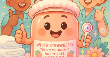 White Strawberry Thermochromic Rosin-Free Hard Wax by Waxness with color-changing technology for perfect waxing temperature