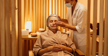 Facial treatment in a serene spa setting with calming ambiance