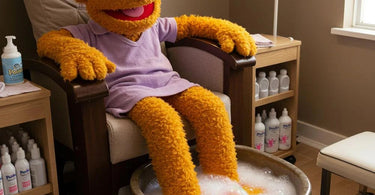Demer Fizzy Pedi Bombs fizzing in a pedicure bowl