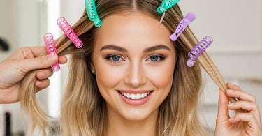 TELETIES hair clips and coils displayed in a salon setting