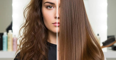 Joico hair care products transforming damaged hair into healthy, shiny locks