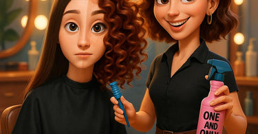 Before and after images of hair transformed with One and Only Perm solutions