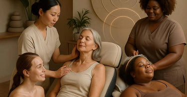 Spa professional performing a customized facial treatment for a client, showcasing equity in aesthetics
