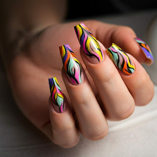 Vibrant and colorful nail art tools and designs