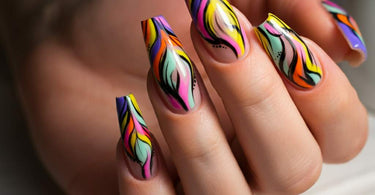 Vibrant and colorful nail art tools and designs