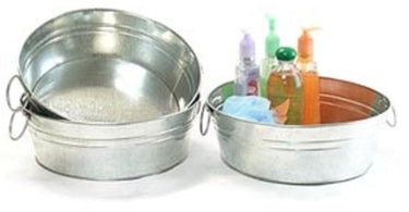 Galvanized Round Handled Tub - 8 Inches Diameter x 15 Inches High