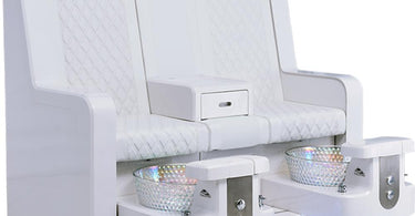 Gemini Bench Spa customizable seating system by Whale Spa showing multiple connected stations in a modern salon setting