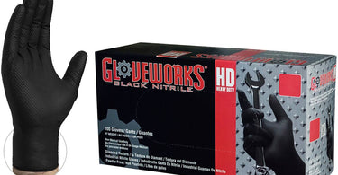 Gloveworks HD Black Nitrile Industrial Latex-Free PF Disposable Gloves