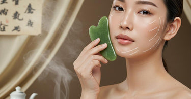 Gua Sha tool being used in a modern skincare routine