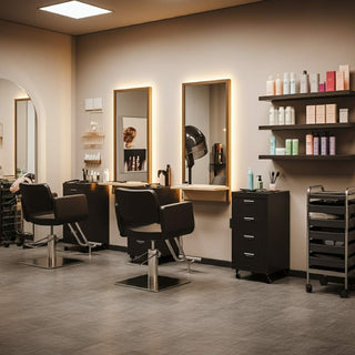 Modern hair salon setup with professional equipment