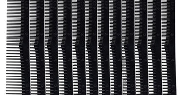 Hair Ware Durable Styling Black Comb 12-Pack open box showing multiple professional combs
