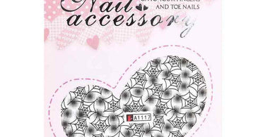 Halloween nail art sticker decal sheet featuring spooky designs including ghosts, bats, and spider webs from Pure Spa Direct.