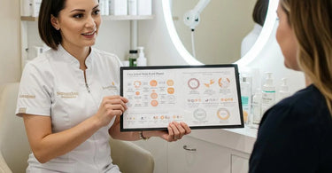 Esthetician consulting with a client to set realistic expectations
