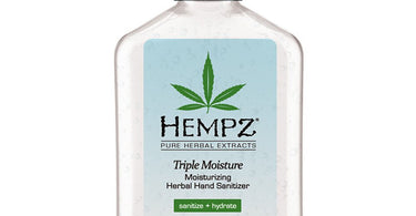 Hempz Triple Moisture Hand Sanitizer 8.5 fl oz pump bottle on a marble surface, ideal for professional spa and salon hygiene.