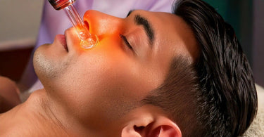 High frequency facial treatment using a glass wand on a client's skin