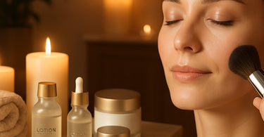 Woman receiving microdermabrasion treatment with glowing skin