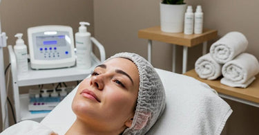Woman receiving microdermabrasion treatment at a spa