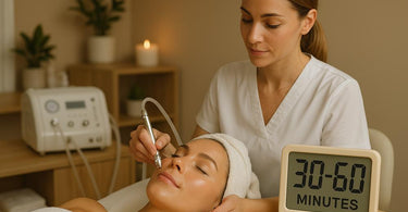 Professional microdermabrasion treatment in progress at a spa