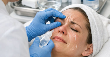 Emergency eye wash station and safety protocol for accidental chemical peel exposure in a spa or salon setting