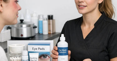Brow and Lash Tint Safety Guide Featuring Professional Tint Products and Protective Supplies