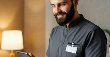 Massage therapist scheduling a client's next appointment