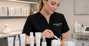 Organized spa station with tester spatulas in a decorative canister, surrounded by essential waxing supplies and salon storage solutions for a clutter-free workspace.