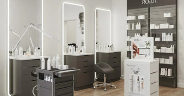 Small salon space with clever storage solutions
