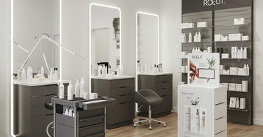 Small salon space with clever storage solutions