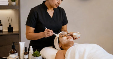 A busy spa and salon schedule with add-ons causing delays, and a calm professional managing the timetable efficiently with Pure Spa Direct products.