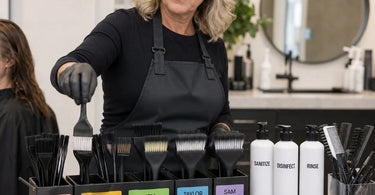 How to prevent brush mix-ups in multi-stylist salons with color coded salon brushes on display