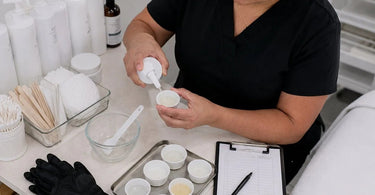 An organized back bar featuring color-coded products to prevent waste during training days.