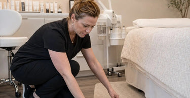 Treatment room rug safety tips preventing trip hazards in spas and salons with anti-slip rug pad and secure flat edges