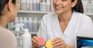 Properly sanitizing porous facial sponges between uses in a professional spa setting