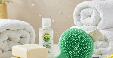 Lemon Lavender Silicone Brush for spa and salon use shown in a luxurious setting