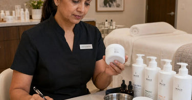 Illustration showing how to track batch numbers for back bar products in a professional spa or salon setting.