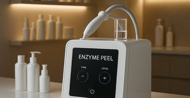 Professional enzyme peel machine in use during a facial treatment at a spa