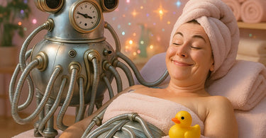 Professional using lymphatic drainage machine during facial treatment in modern spa setting