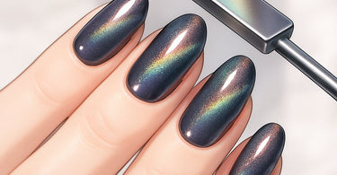 Professional using magnetic nail polish wand to create stunning 3D nail art designs