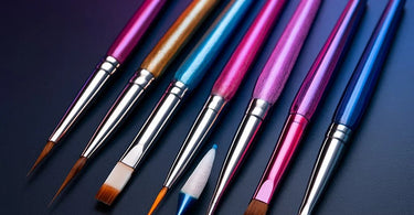 Professional nail art brushes set for salon and home use, featuring detail, striper, and angled brushes
